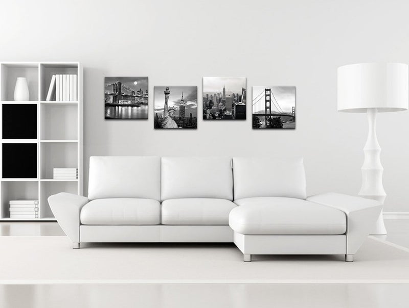 LevvArts Black and White City Wall Art Modern Brooklyn Bridge Picture Prints US Cityscape Canvas Artwork for Bedroom Home Decor - Image 2